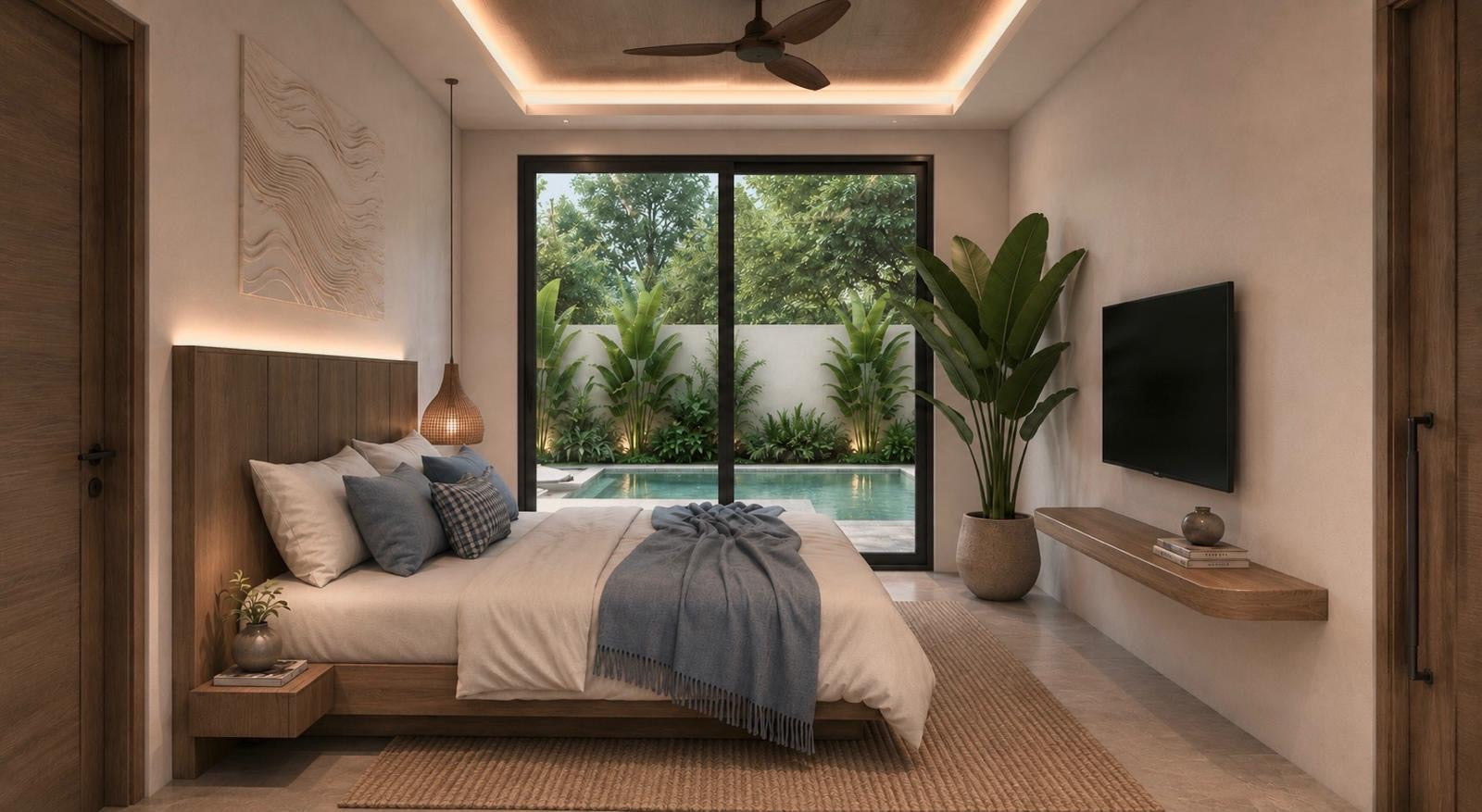 Sivana Hills master bedroom overlooking the pool