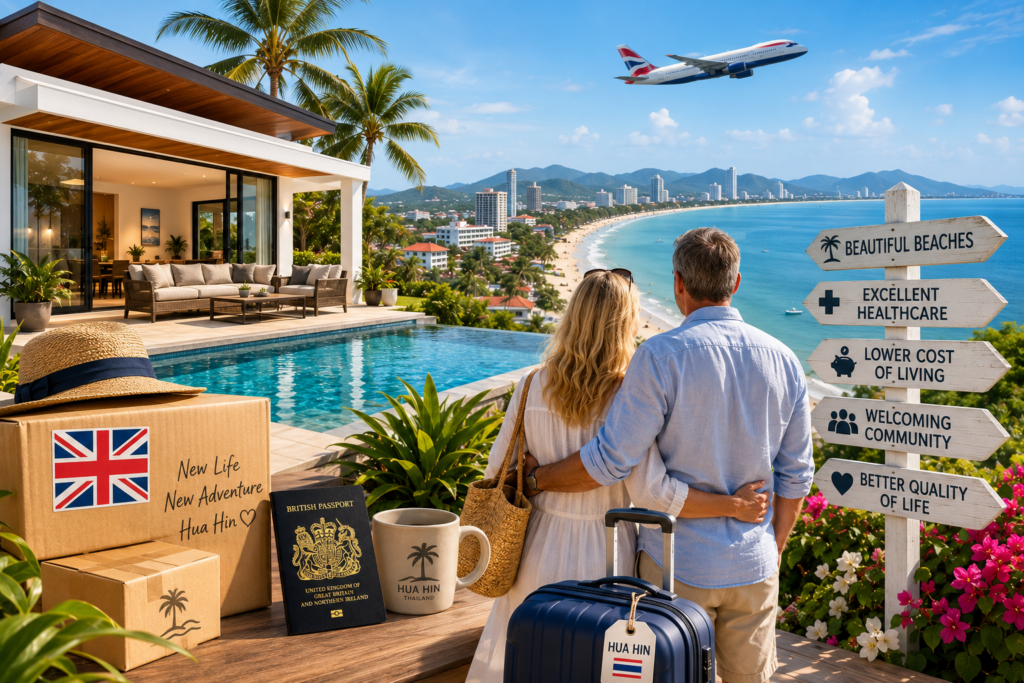 Thinking about moving to Hua Hin from the UK? Discover the cost of living, healthcare, property options, lifestyle benefits, retirement opportunities, and everything British expats need to know before relocating to Hua Hin, Thailand.
